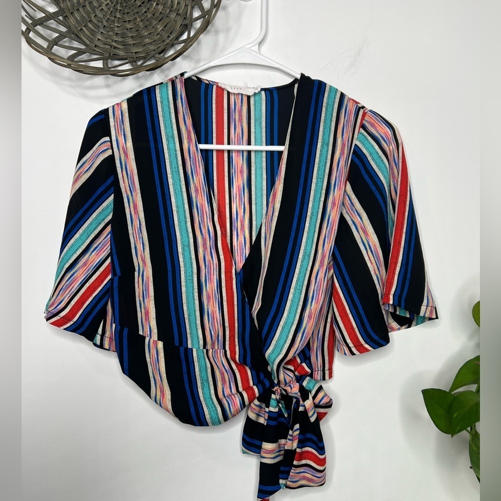 Lush Crossover Crop Blouse Size Small